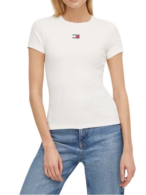 T-shirt bianco sporco in cotone Tommy Jeans | DW0DW17881YBL